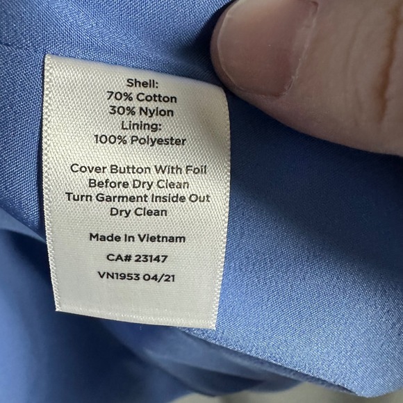 Talbots Plus 20W Blue Military Style Blazer Jacket High Collar Classic Preppy - Picture 8 of 10